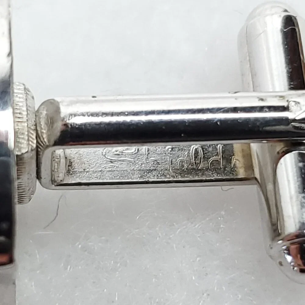 Vintage Shields Rivoli Cufflinks Silver Tone Blue Rhinestone Sparkles